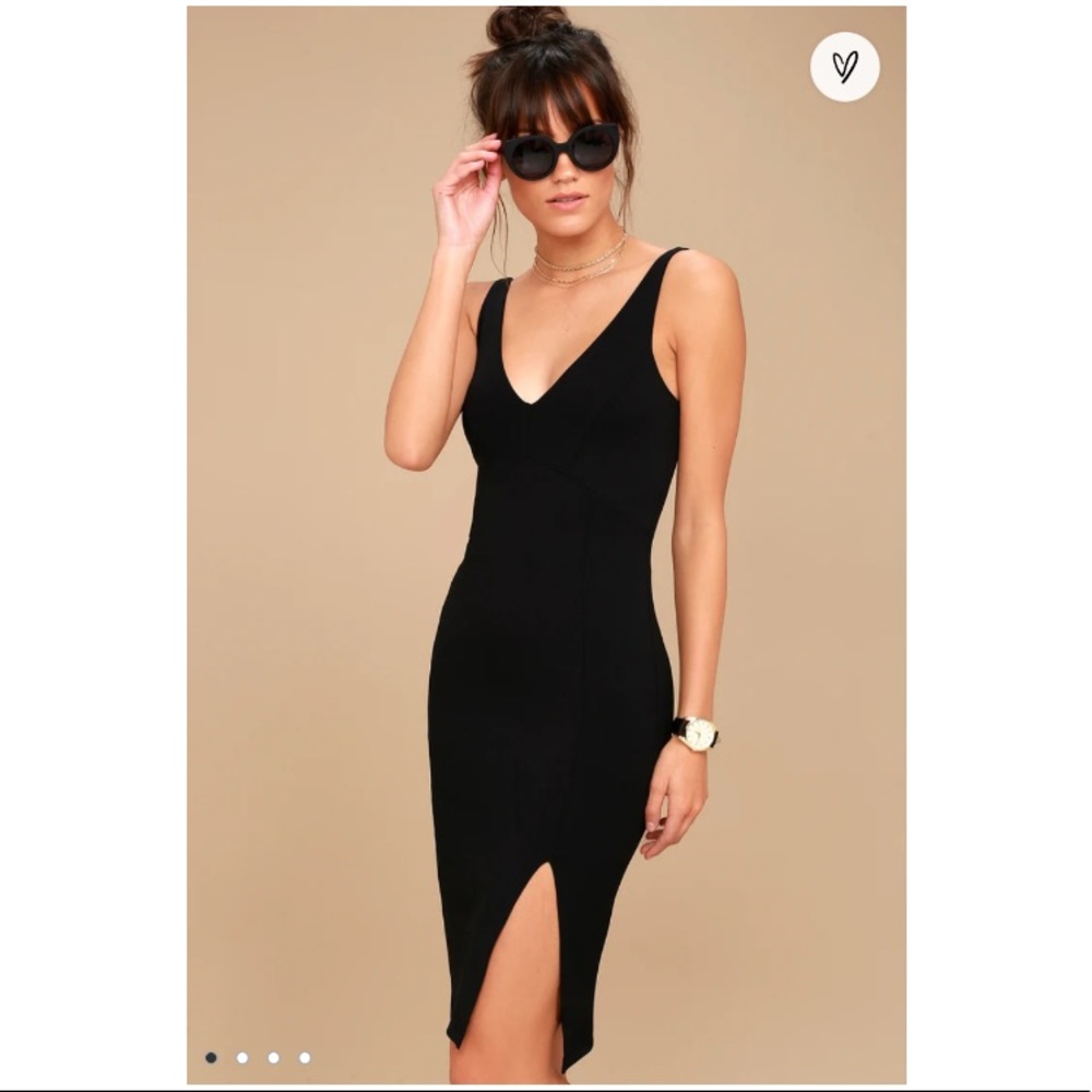 Lulu’s Iconic Moment Black Bodycon Midi Dress